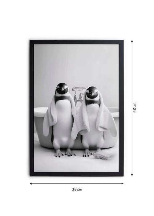Zwarte lijst met kader 40x30 pinguïn bad - vtwonen shop