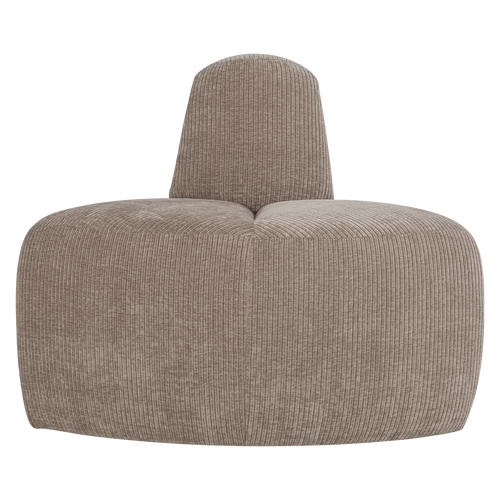WOOOD eetbank hoek rond rugleuning Mojo - Ribstof - Donkerzand - 83x100x74