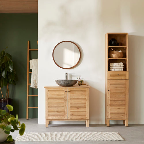 Tikamoon Massief eikenhouten badmeubel 85 cm - Naturel - vtwonen shop