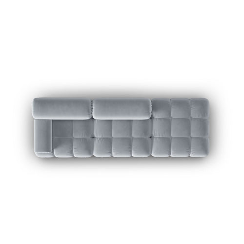 Cosmopolitan Design - Rechte modulaire bank Cortina 4-zits, flueel lichtblauw - 94x282x70cm