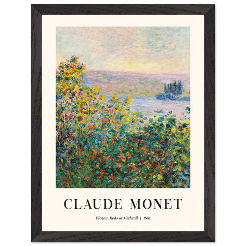 Artfulprints Poster met Lijst Claude Monet - Flower beds at Vétheuil   - 30x40 cm - Meerkleurig