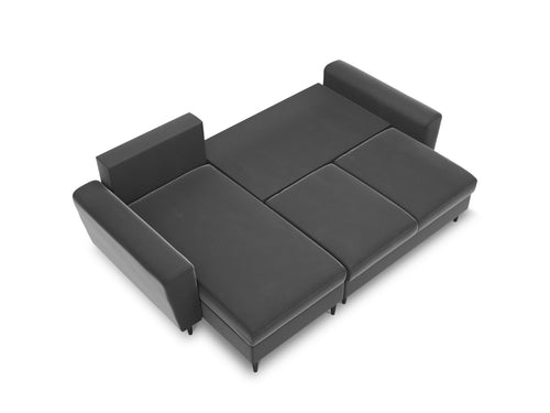 Cosmopolitan Design Omkeerbare converteerbare hoekbank met opbergdoos Kyoto 4-zits, flueel lichtgrijs - 145x241x88cm