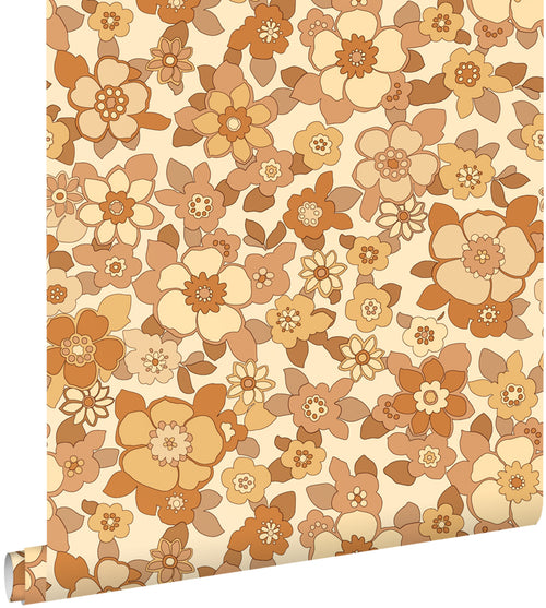 ESTAhome behang retro bloemen geel en oranje - 50 x 900 cm - 131531 - vtwonen shop