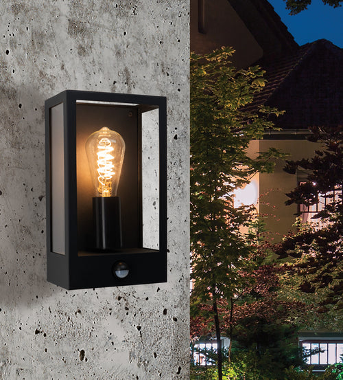 EGLO wandlamp buiten Alamonte - e27 - 29,5 cm - zwart - sensor