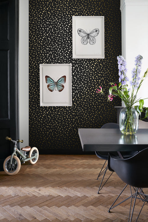 ESTAhome behang terrazzo zwart en goud - 53 cm x 10.05 m - 139134
