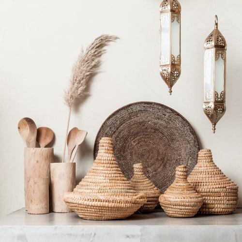 NOA MAY Mand Tajine - naturel - zeegras - Ø 30 x h 30 cm