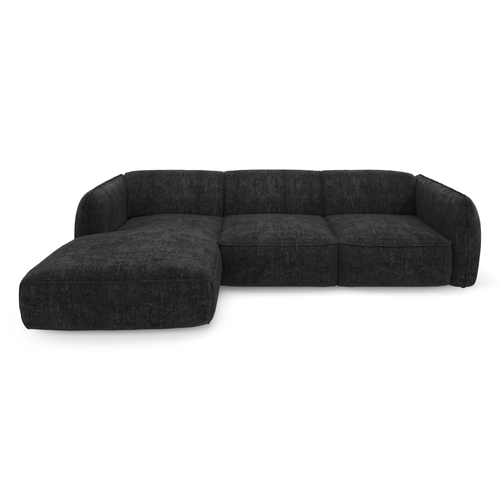Sia Home - Hoekbanken links LIVIA - Fluweel weefsel - Donker antraciet - 272cm - vtwonen shop