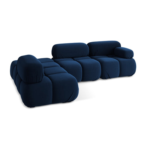 LaMiaSofa hoekbank links Sanremo - velours - koningsblauw - 285x190x70