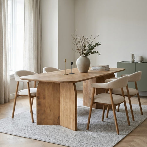 Giga Meubel Eettafel Dalarna - Deens Ovaal Naturel Hout - 240x100x76cm