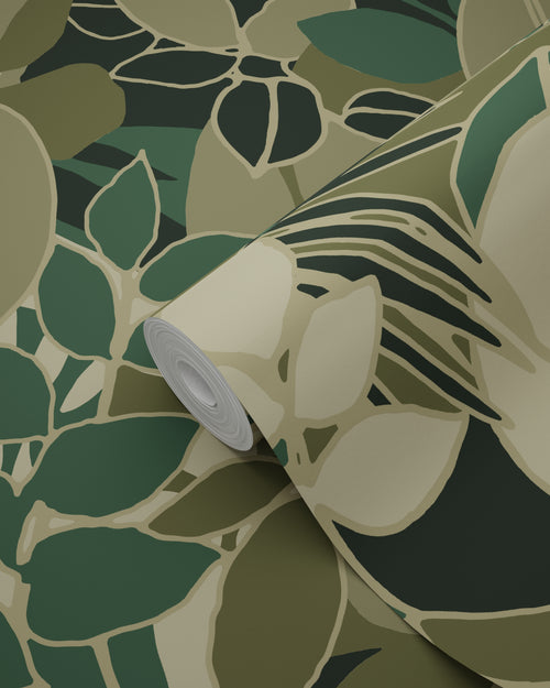 ESTAhome behang bladeren donkergroen - 50 x 900 cm - 139851 - vtwonen shop