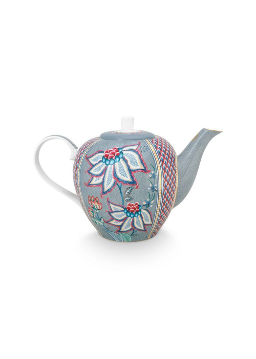 Pip Studio Flower Festival Theepot - Servies - Theekan - Lichtblauw - 1.6l - vtwonen shop