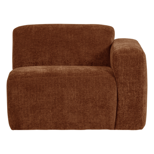 WOOOD 1-zits bank arm rechts Mojo Base - Ribstof - Roestbruin - 74x105x97