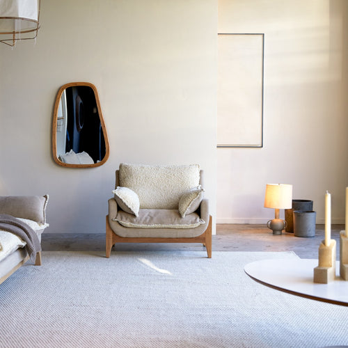 Tikamoon Fauteuil van massief eikenhout en linnen - Beige - vtwonen shop