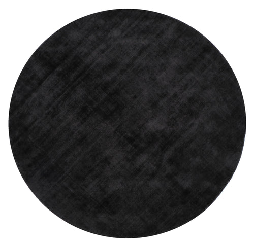 J-Line tapijt Rond Handgemaakt - viscose - zwart