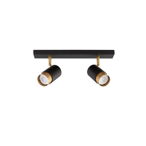 Merano Knoxville 2-lichts dubbele plafondspot Sandy zwart, goud aluminium LED GU10 2x10W