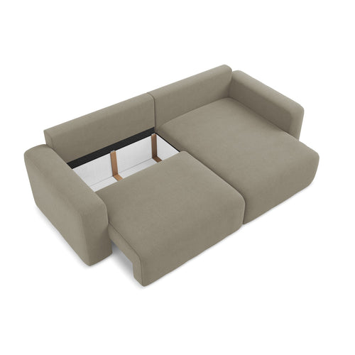 LaMiaSofa hoekbank rechts Ostia - textuurstof - donkerbeige - 244x149x79