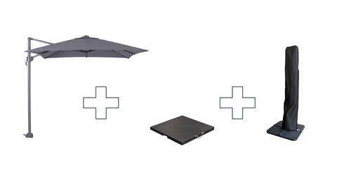 Zweefparasol Hawaii S - met voet en hoes - Donkergrijs - 250 x 250 cm