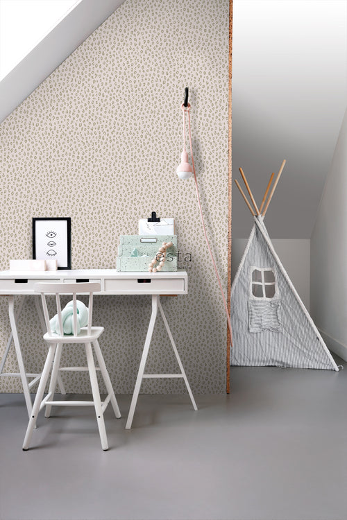 ESTAhome behang panterprint zacht roze en goud - 53 cm x 10.05 m - 139273