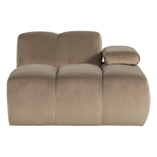 WOOOD chaise longue bank rechts Mojo - Velvet - Khaki - 74x124x162
