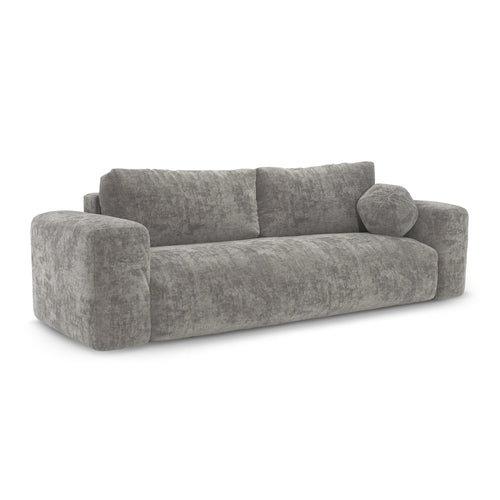Premium Interiors - Slaapbank met opbergruimte LIOR - getextureerd fluweel betongrijs 260cm