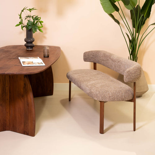 DÉJA Living Eetkamerbank Alamo - Taupe/Walnoot - 200cm