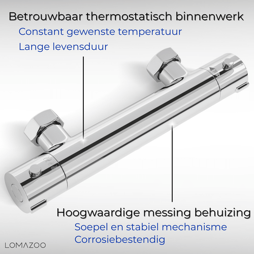 LOMAZOO thermostatische douchekraan - met temperatuurbegrenzer 38°C - chroom - h.o.h. 15 cm