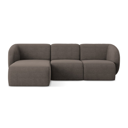 LaMiaSofa hoekbank links Cervo - bouclé - chocolade - 248x166x100