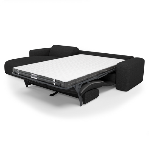 Sia Home - Hoekbanken links MYRA - Bouclette stof - Donker antraciet - 299cm