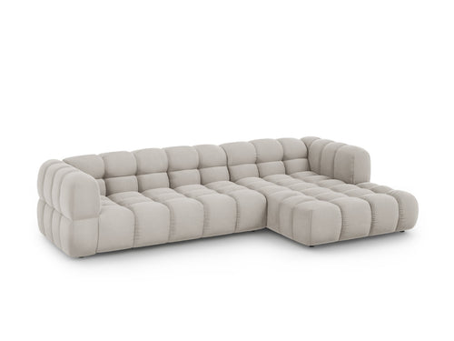 Cosmopolitan Design Modulaire hoekbank rechts Sky 4-zits, flueel, lichtbeige - 162x300x70cm