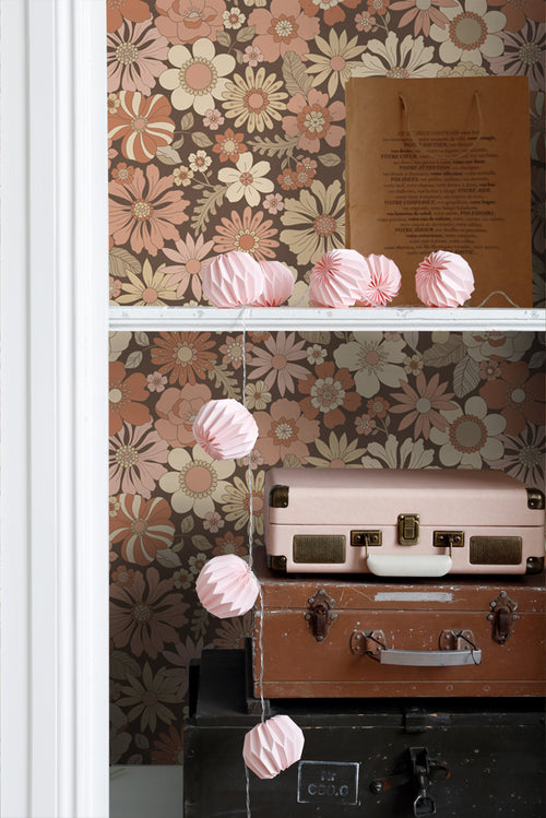 ESTAhome behang retro bloemen oudroze en beige - 53 cm x 10.05 m - 130966 - vtwonen shop