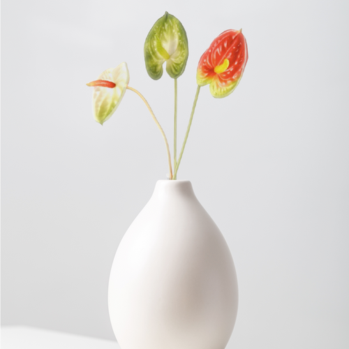 Sia Deco Kunstmatige Anthurium Trio Stengel - Groen En Rood - H61 - vtwonen shop