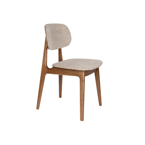 Dutchbone Marais Eetkamerstoelen Walnoot kleur/Beige - Set van 2