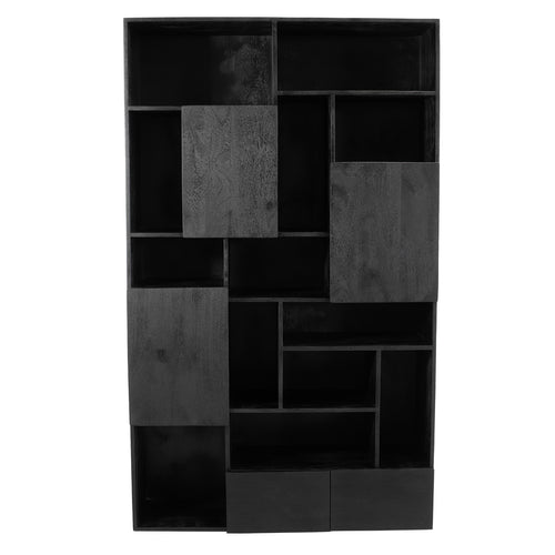 Giga Meubel Wandkast Nala - Mangohout - Zwart - Incl. Lades - 120x40x200cm - vtwonen shop