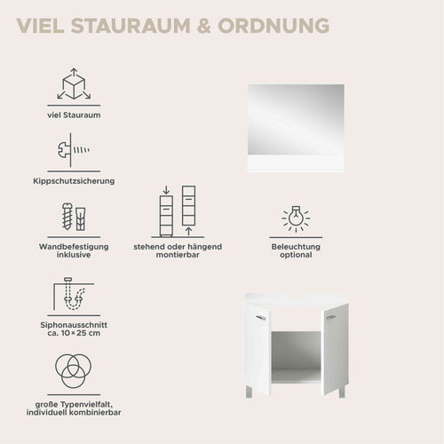 Furnilux Badkamercombinatie BOSTON - 57cm x 186cm x 33cm - vtwonen shop