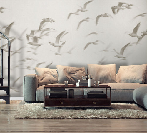 Sanders & Sanders fotobehang vogels beige - 424 x 280 cm - 640889