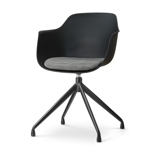Nolon Nola-Liz draaibare eetkamerstoel zwart met zeegrijs zitkussen - zwart onderstel