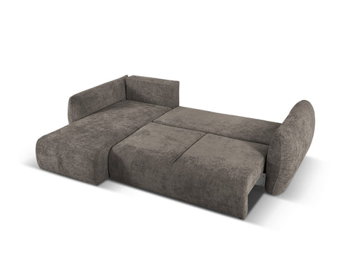 Cosmopolitan Design Uitklapbare hoekbank links met opbergdoos Matera 4-zits, chenille, grijs - 173x253x86cm
