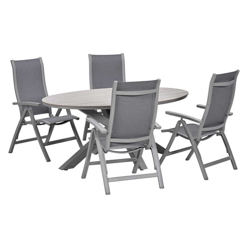 Garden Impressions Tuinset Hilly 5-delig taupe verstelbaar - Tulli tuintafel