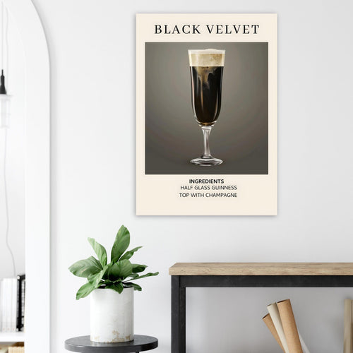 Artfulprints  Black Velvet cocktail - Ingrediënten   poster 50x70 cm - vtwonen shop