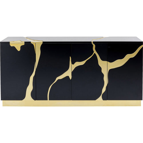 Kare Design Dressoir Cracked zwart en goud