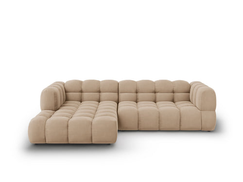 Cosmopolitan Design Modulaire hoekbank links Sky 4-zits, flueel, zand - 162x272x70cm