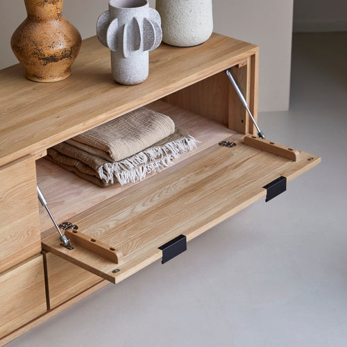 Tikamoon Massief eikenhouten tv-meubel 180 cm - Naturel - vtwonen shop