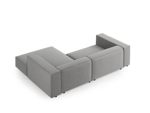Cosmopolitan Design rechter hoekbank Arendal 3-zits, flueel, lichtgrijs - 166x224x70cm