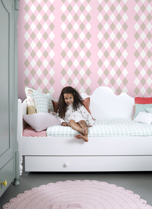 ESTAhome behang ruiten babyroze - 53 cm x 10.05 m - 114925
