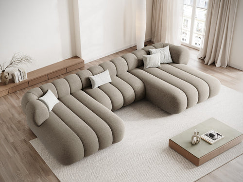 Cosmopolitan Design Panoramische bank Koge 6-zits, chenille donkerbeige - 165x348x70cm