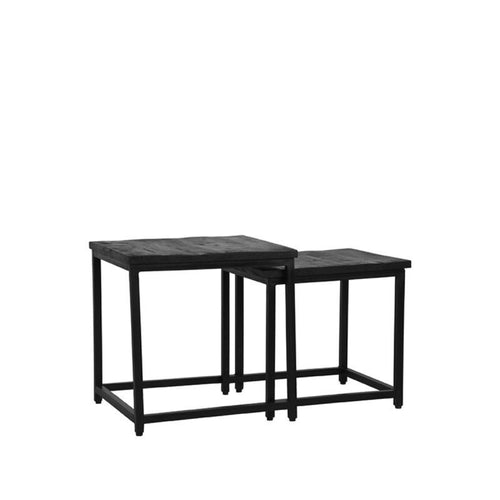 LABEL51 Salontafel Twain - Zwart Mangohout - Set Van 2 - 45x45x45cm