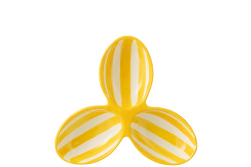 J-Line serveerschaal Granada Stripes Clover - keramiek - wit/geel