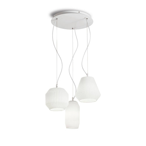 Ideal Lux Origami - 3 Licht Cluster Plafond Pendel Wit