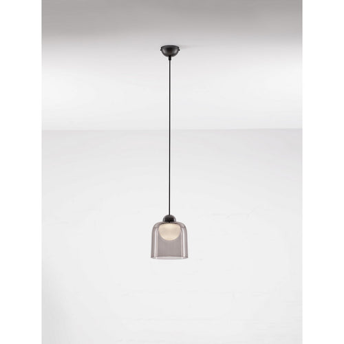 Nova Luce DIONE Dome hanglamp voor plafond, zandkleurig zwart, rookkleurige LED 5W 205lm 3000K