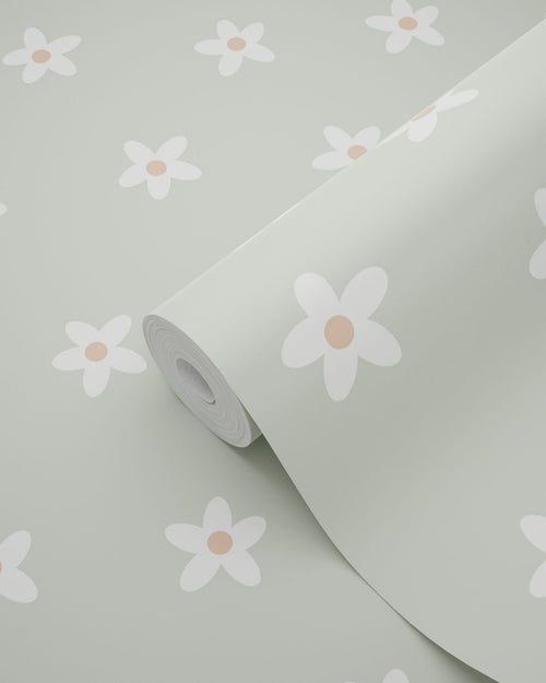 ESTAhome behang madeliefjes groen - 53 cm x 10.05 m - 131115